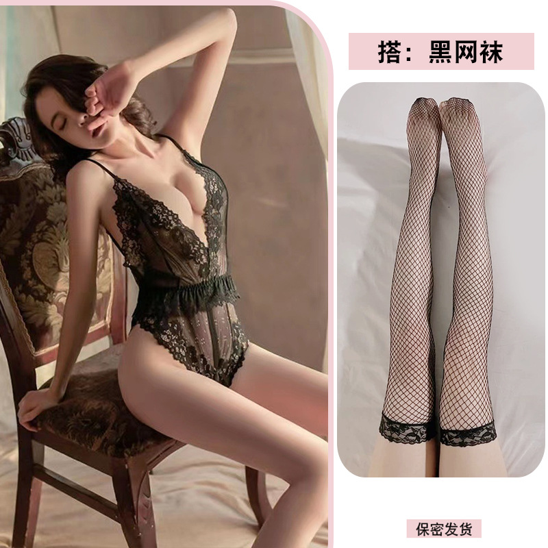 블랙 + 블랙 망사 스타킹