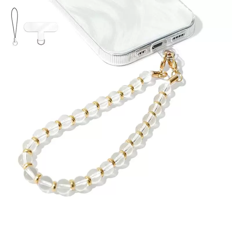 跨境亚马逊新款天然石8mm紫晶绿松串珠手机挂绳 轻奢百搭女士挂件