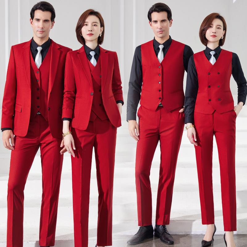 Big Red Suit suit Men's Business Suit Men's and Women's Same Formalwear 4s Shop Tooling Vest Work Suit Wedding