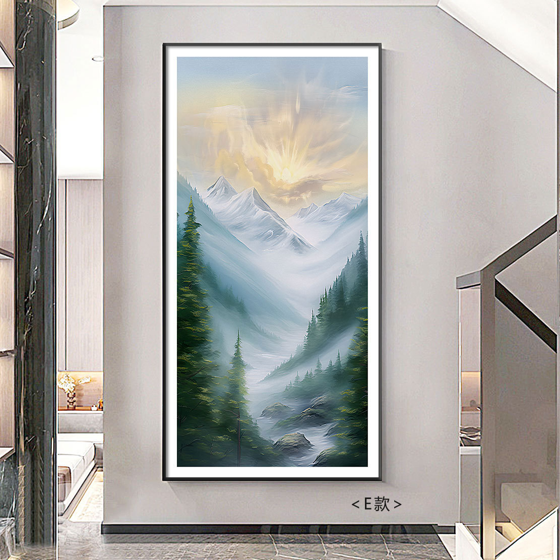 Pintado decorativo de entrada Pasillo minimalista moderno Pasillo vertical Sala de estar frente a la puerta Pintado grande al final del pasillo Pintura colgante de cuero