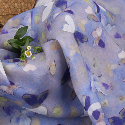 Dyeing High count Sand Flax Ramie Hanfu printing Fabric skirt Dress clothing cloth