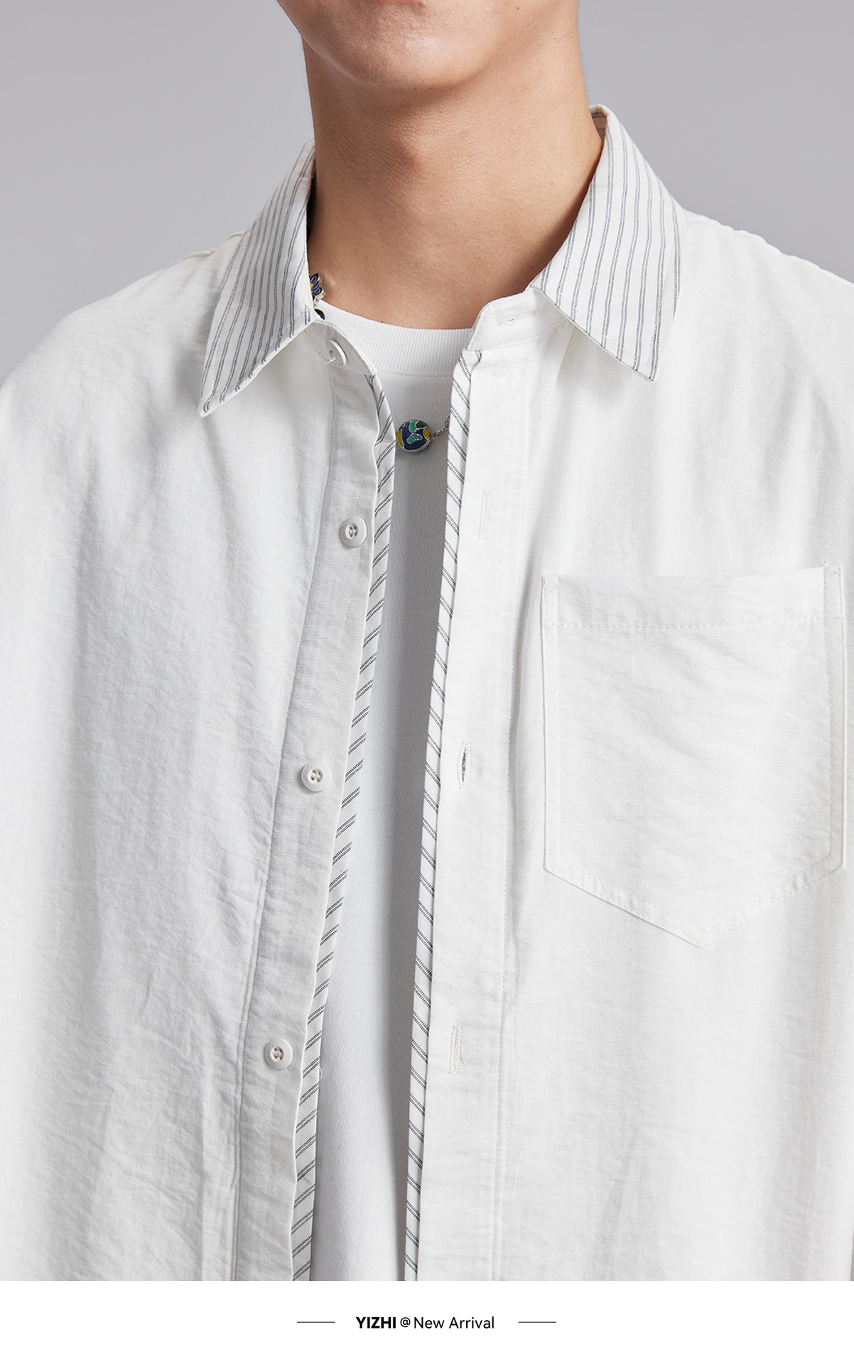 Áo chống nắng nam dáng rộng phối vải cotton phong cách lịch lãm — Xanh navy chi tiết 9