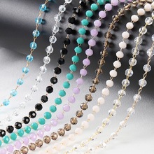 1 米彩色珠子串珠鏈玻璃水晶珠項鏈鏈配件首飾制作組件工藝品 DIY