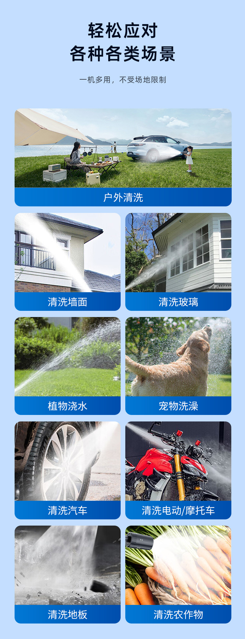 Car Wireless Car Wash High-Pressure Water Gun Household Electric Lithium Battery Cleaning Machine Artifact Supercharged Powerful Car Wash Gun