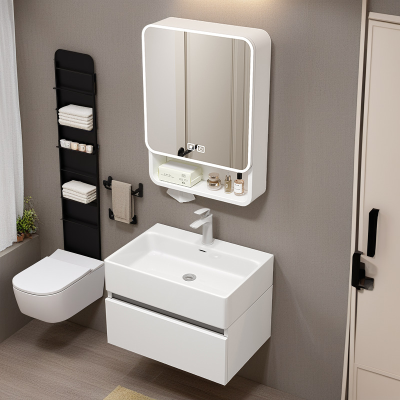 Gabinete de lavabo de apartamento pequeño de nido de abeja de aluminio, mini mesa de lavado, lavabo integrado ultra estrecho, mueble de baño de almacenamiento fuerte