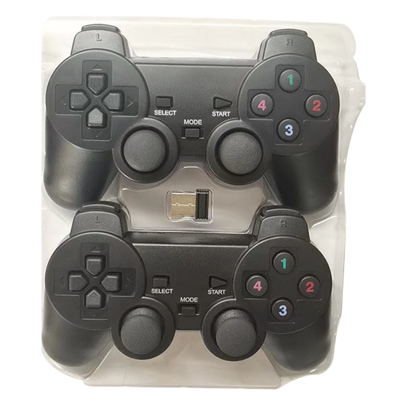 Ps2 forma un arrastre una manija del juego 2,4g inalámbrico dobles manejar PC TV box TV manija del juego