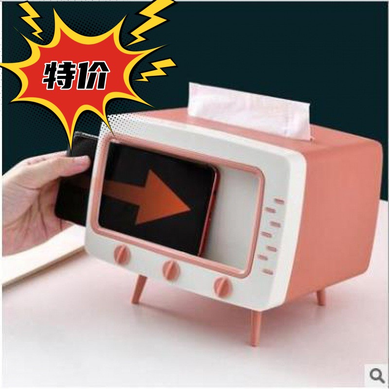 Caja de pañuelos de TV Luz de lujo de plástico sala de estar mesa de café caja de almacenamiento multifuncional inodoro caja de pañuelos de escritorio