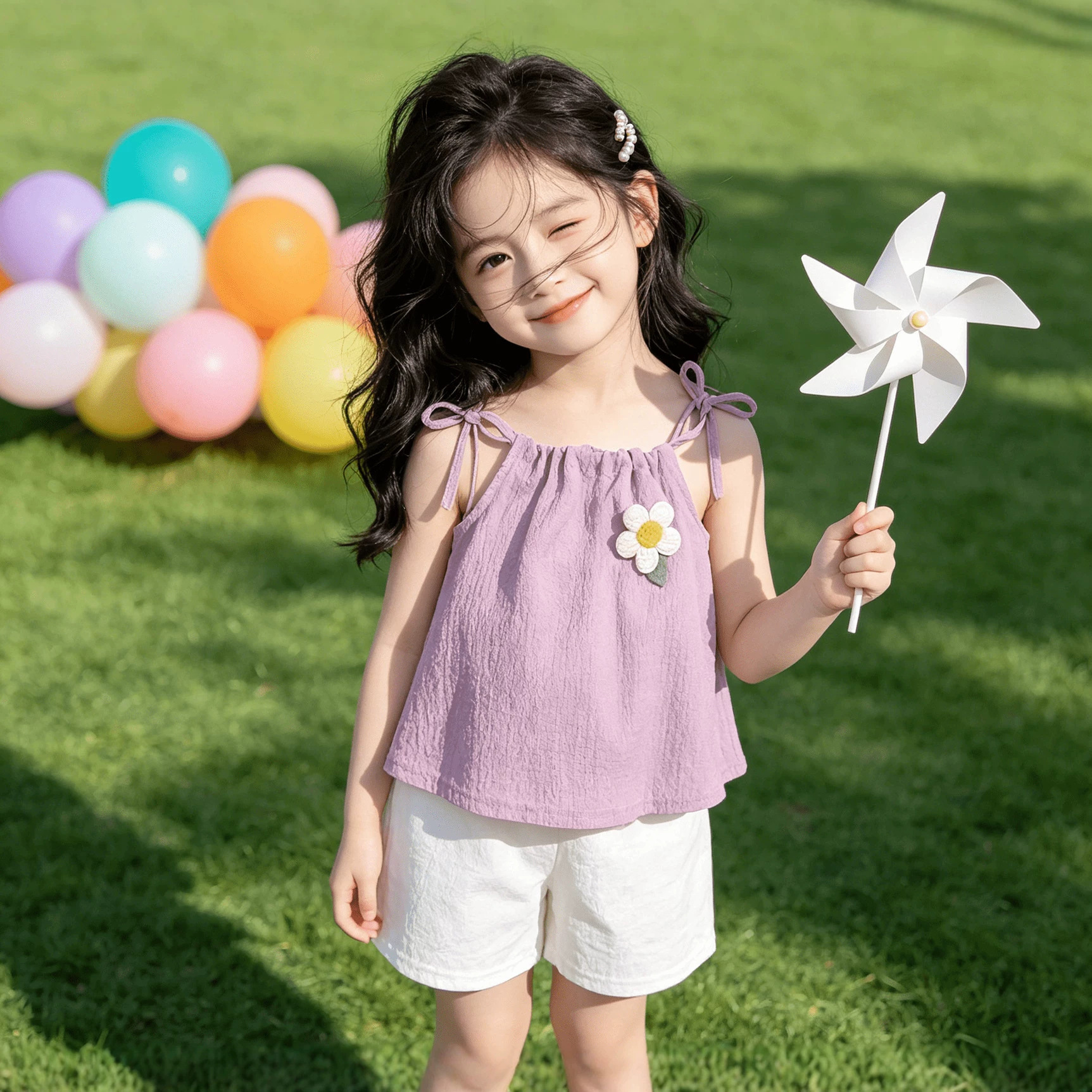 Summer New Korean Style Floral Suspender Suit Shorts Two-Piece Set Western Style Summer Dress Girls Children's Clothing Spring Girls Delivery