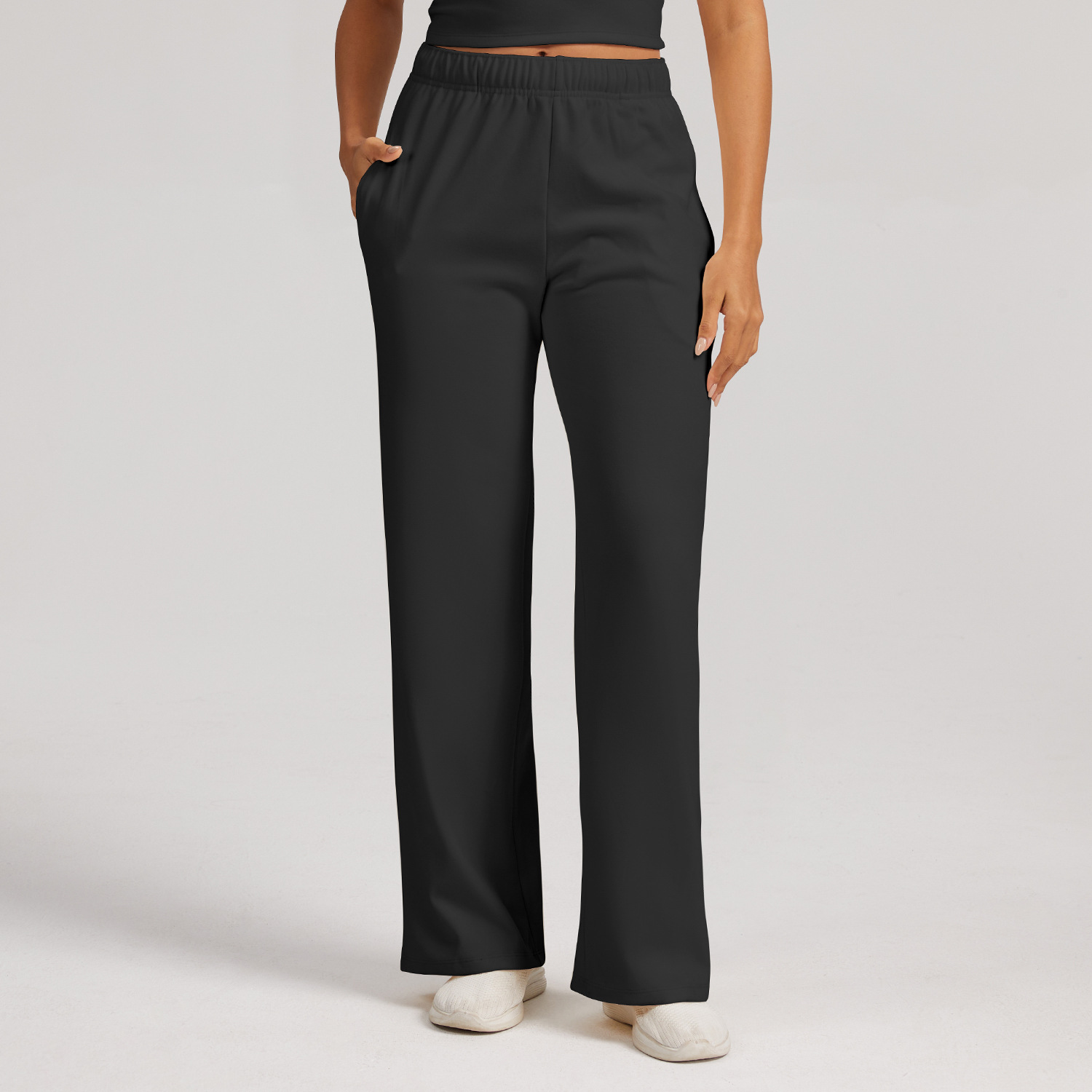 Europa y Estados Unidos transfronterizos de lana alemana de cintura alta y pantalones deportivos sueltos, pantalones casuales de piernas anchas, rectos, pantalones deportivos universales para mujeres