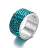 Ring stainless steel, accessory, European style, 12mm, diamond encrusted, wholesale