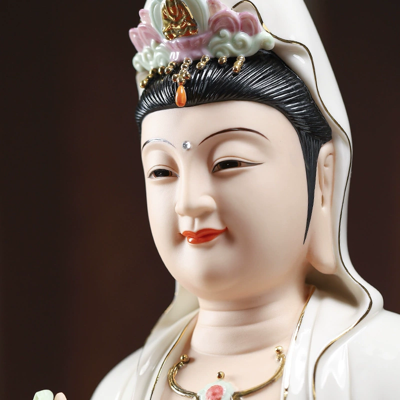 Dehua Ceramics Sitting Lotus Smile Guanyin Buddha Statue at home worships home ornaments Guanyin Bodhisattva Statue Smile Guanyin