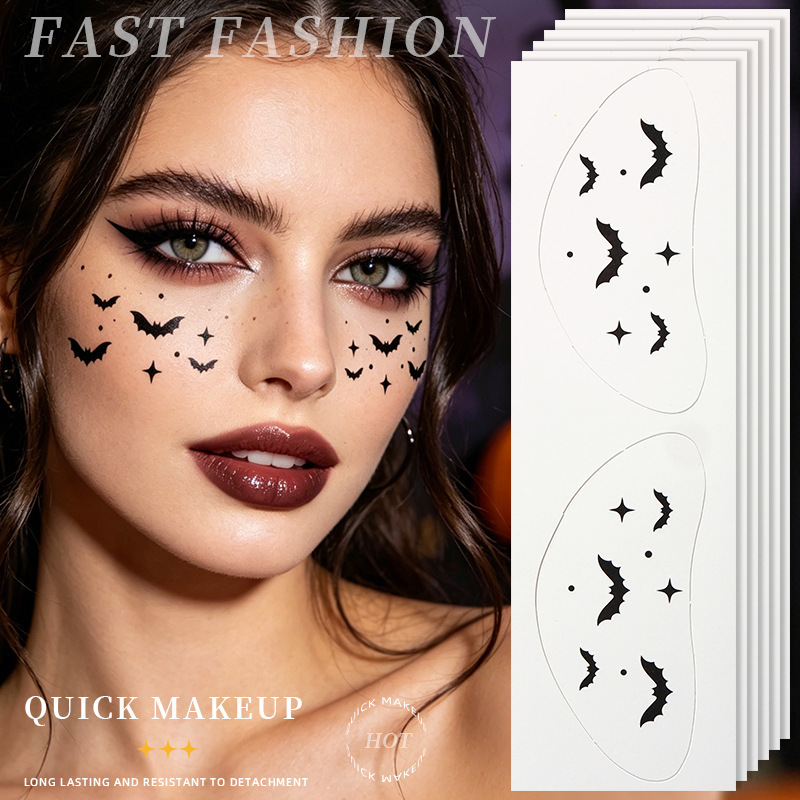 Cross-Border Halloween Face Stickers Waterproof Long-Lasting Cartoon Children's Cute Makeup Stickers Spider Web Gothic Style Tattoo Stickers Customized