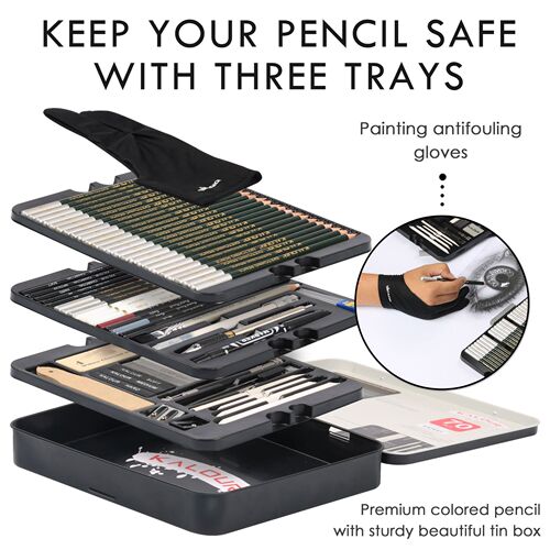 Cross-border new product direct sales 70-piece sketch pencil tin box set sketch tool set art painting pencil