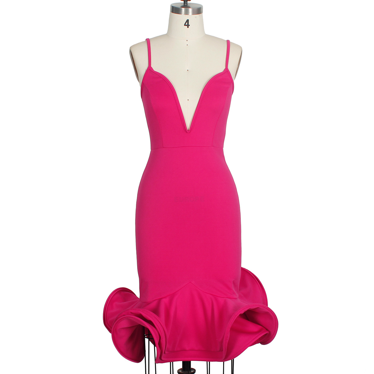 Elegant Womens Deep V Neck Bodycon Evening Dress Spaghetti Straps Mermaid Hem Party Wear Wholesale Availability
