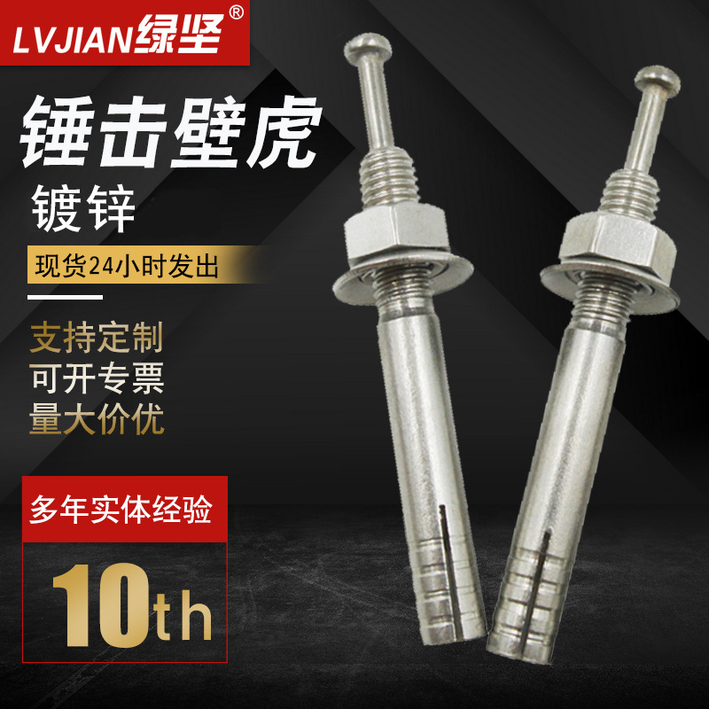 锤击一钉得膨胀打入式内膨胀钉敲击螺丝举升降机镀锌壁虎高强螺栓