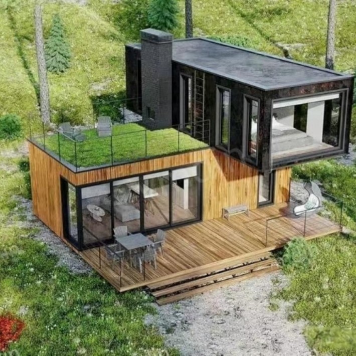 Creative Internet Red Residencial de dos pisos con estructura de acero Contenedor Villa Diseño residencial modular prefabricado móvil