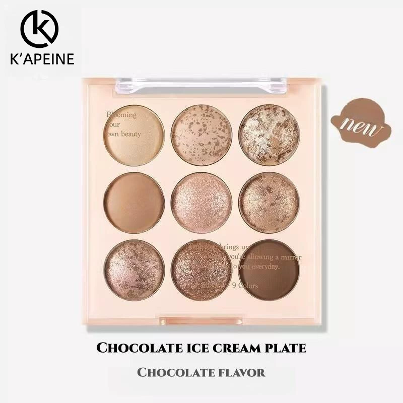 Палетка теней Nine-Color Eyeshadow Palette (K'APEINE) — матовые и жемчужные оттенки, дорожная упаковка 7.6 см
