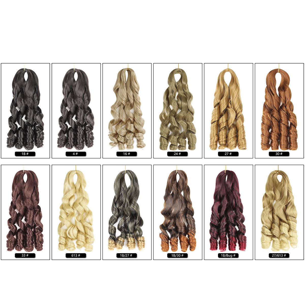 Peruca europea y americana floja onda crochet cabello de ganchillo trenzado fibra química ondulado gran rollo cabello de cabello