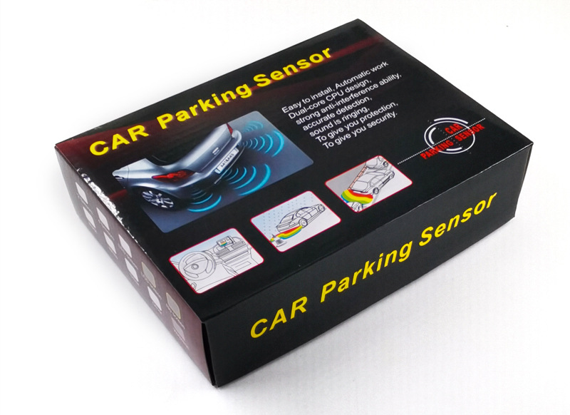 Foreign trade factory direct crescent LED display buzzer car universal reversing radar 4 probe accurate detection