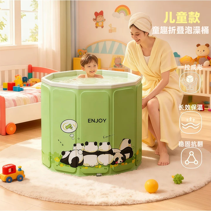 Winter Constant Temperature Children's Cartoon Bath Bucket for Home Use, Thickened Large Bath Tub for Older Children, Panda Bath Basin