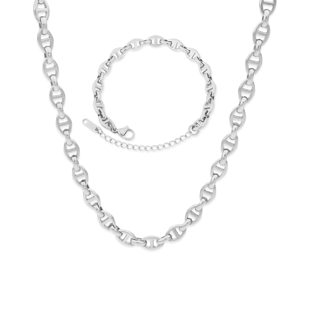 Women's Gender Plating Design Wholesale Jewelry Simple Style Oval Titanium Steel Plating Bracelets Necklace