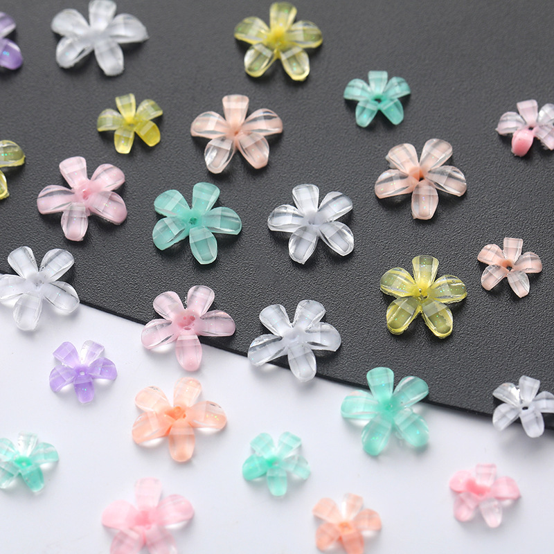 Popular Tulip Light Yellow 7mm 10mm Five-Petal Flower New Nail Art Resin Accessories Wholesale Vintage Style