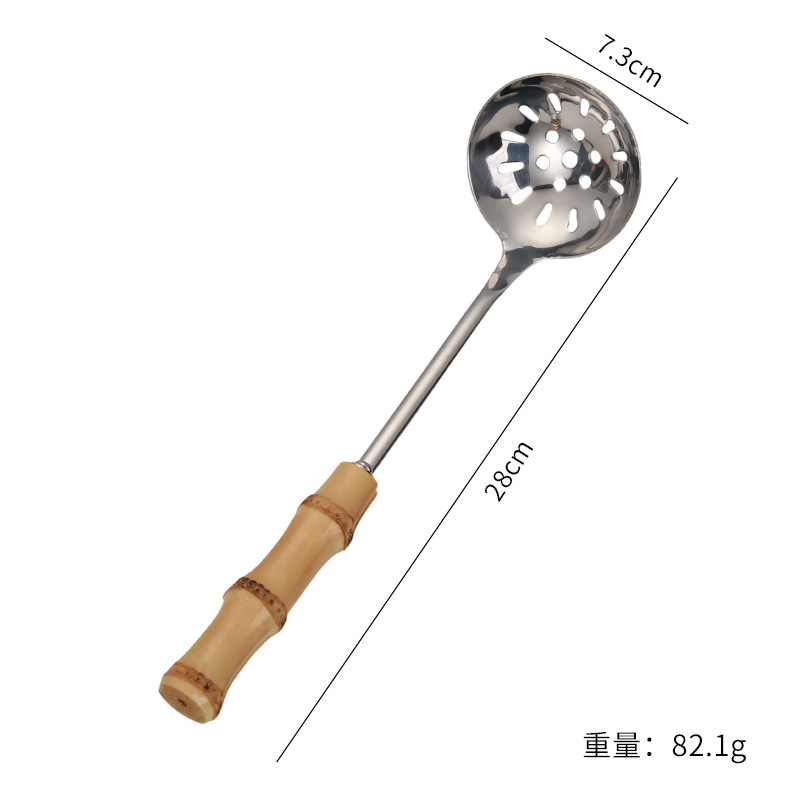 대형 스테인리스 대나무 손잡이 소쿠리