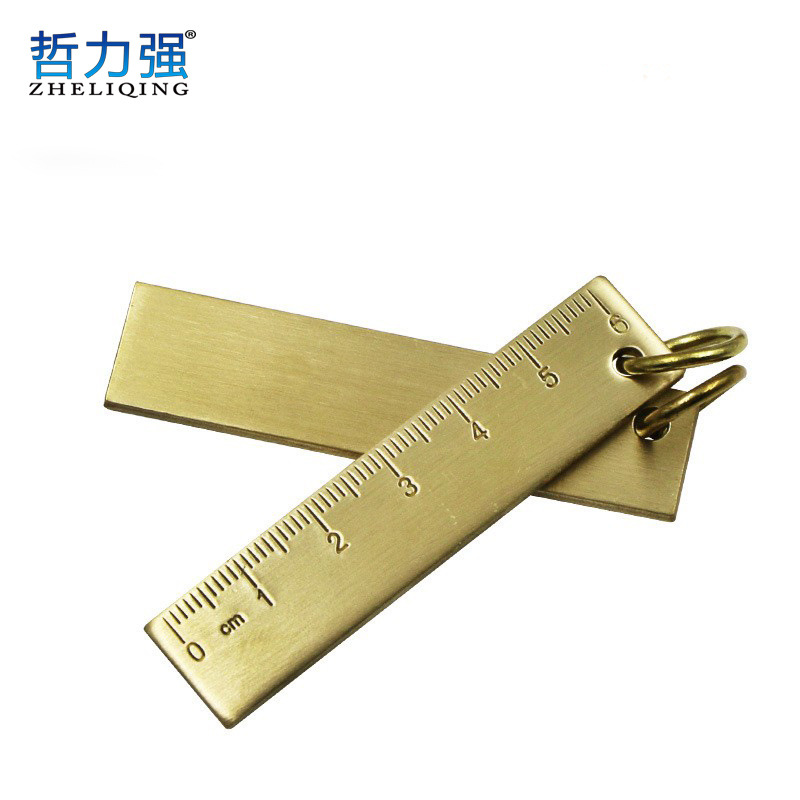 加厚黄铜金属测量直尺子 钥匙挂件工艺礼品五金批发60mm小铜尺