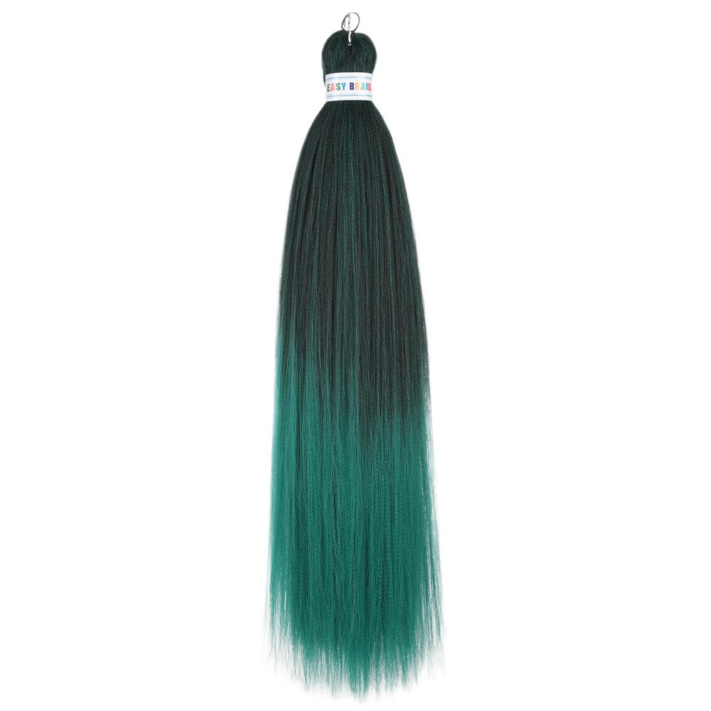 Trenzas fáciles de hacer de 26 pulgadas, cabello sintético colorido, trenzas grandes EZ, fibra sintética de baja temperatura, color degradado, cabello largo y liso.