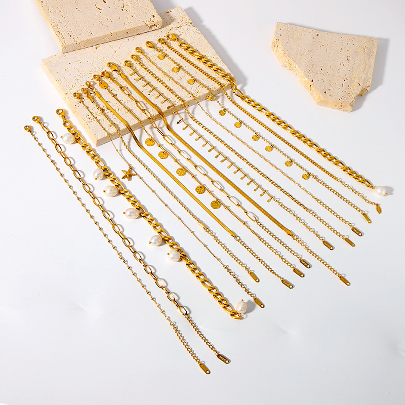 Cross-Border European and American Hot-Selling Fashionable Stainless Steel Anklets, Gold-Plated, Non-Fading, Titanium Steel Foot Accessories, High-End Jewelry Wholesale for Women Cross-Border European and American Hot-Selling Fashionable Stainless Steel Anklets, Gold-Plated, Non-Fading, Titanium Steel Foot Accessories, High-End Jewelry Wholesale for Women