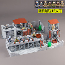 兼容乐高积木阵地废墟场景二战军事生化基地碉堡垒益智拼装插玩具