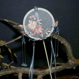 新品刺绣团扇唯美汉服配饰饰品宫扇古风扇子拍摄道具今生