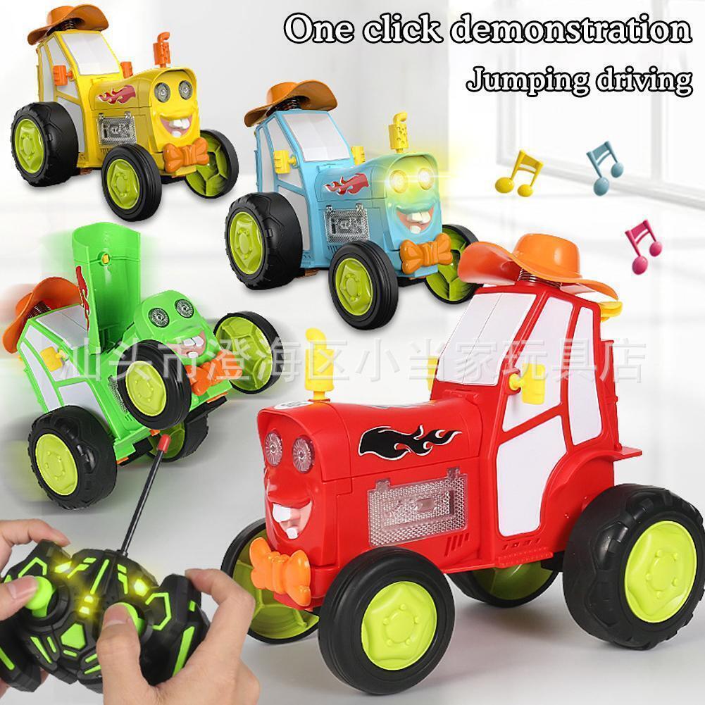 Transfronterizo nuevo baile exótico truco de tren de control remoto coche luz música swing Flip carga coche de juguete para niños