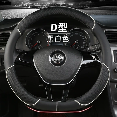Steering wheel cover, New Full Leather Embossed Color - xh-f01-black-and-white-type-d-38