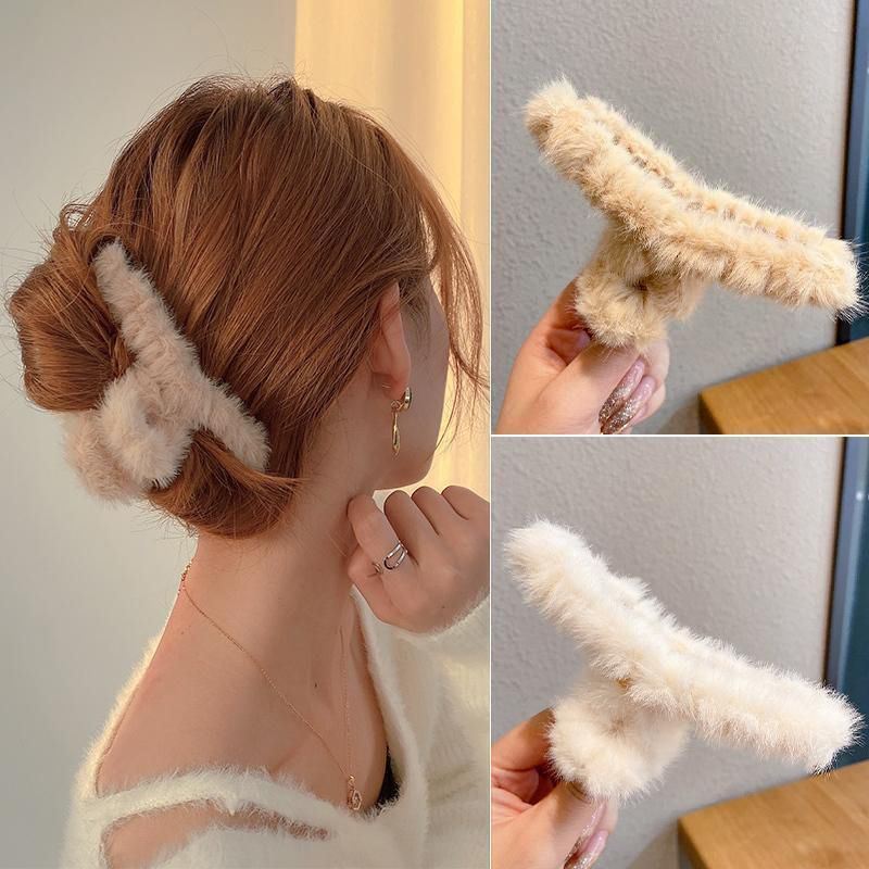 Plush grab clip Premium sense large Autumn/Winter clip Cross Hair Grab Hairpin Shark Clip Clip Cute hair clip