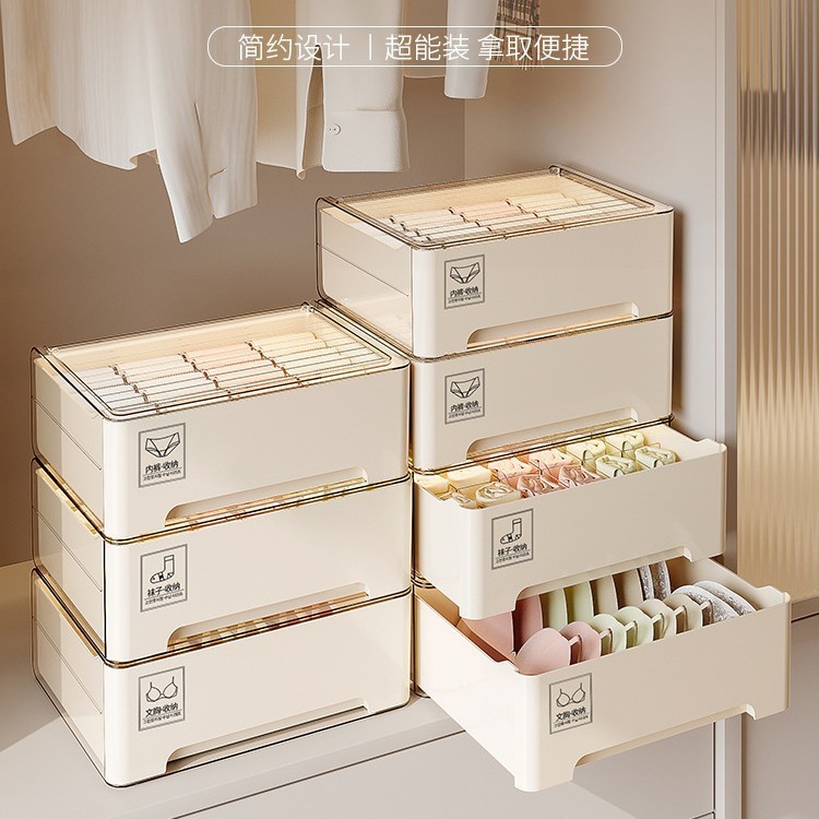 内衣内裤收纳盒袜子贴身衣物神器整理盒筐三合一抽屉式家用装文胸|undefined