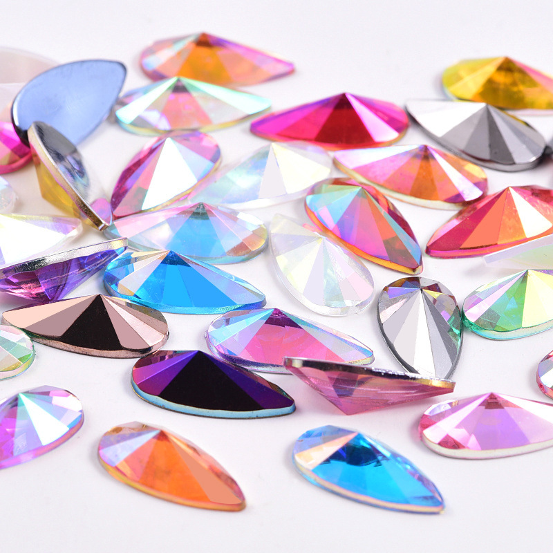 Acrylic Patch Flat Bottom Drill Shaped Drop Drill diy Accessories Mobile Phone Accessories Colorful AB Nail Drill Nail Sticker