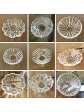 水晶灯透明色条纹网形玻璃碗碟蜡烛灯吊灯碗碟水晶灯罩装饰配件