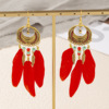 Fashionable earrings, retro ethnic accessory, European style, city style, ethnic style