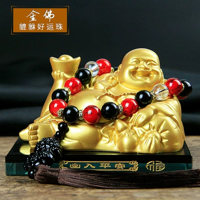 Statue Perfume Seat Peace Buddha — Car ornaments - golden-buddhapixiu-transfer-beads