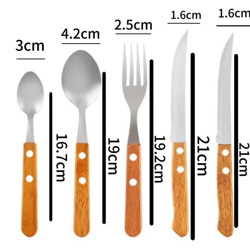 ステンレスクリップ食器ナイフフォークスプーン5点セットホテルステーキナイフフォークスプーン新商品創意木柄ステーキナイフフォーク|undefined