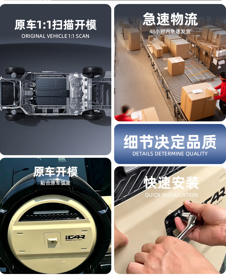 Specialized Chery Icar V27 Spare Tire Cover, Integrated Non-Destructive Installation, Scratch-Resistant, Wear-Resistant, Rain-Proof, Sun-Proof Modification Accessory