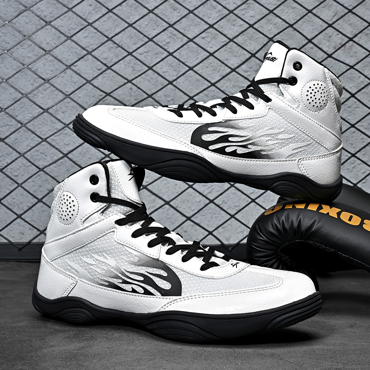Cross-Border New Model Factory Direct Sales Large Size Boxing Wrestling Fighting Shoes for Men and Women, Non-Slip Sanda Training Shoes, Fighting Shoes