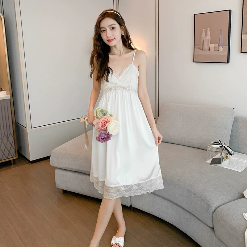 Пижамный комплект с длинными рукавами (женский) — топ с чашками и халат, французский стиль, эффект лифтинга, осенний