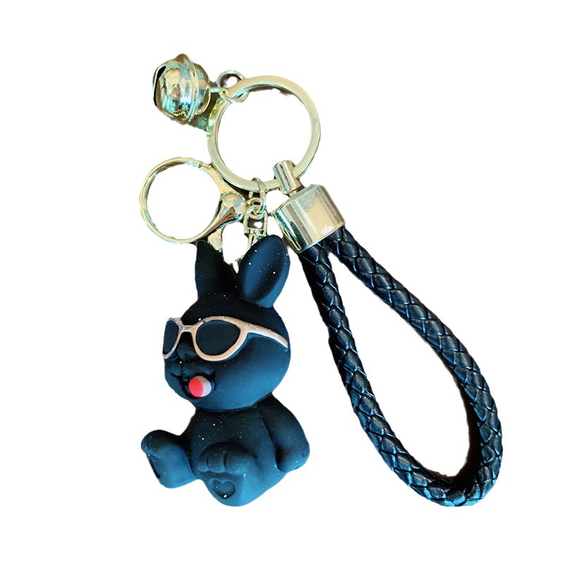 Moda fresco resina cachorro llavero conejito oso muñeca colgante bolso del coche adornos pequeño regalo