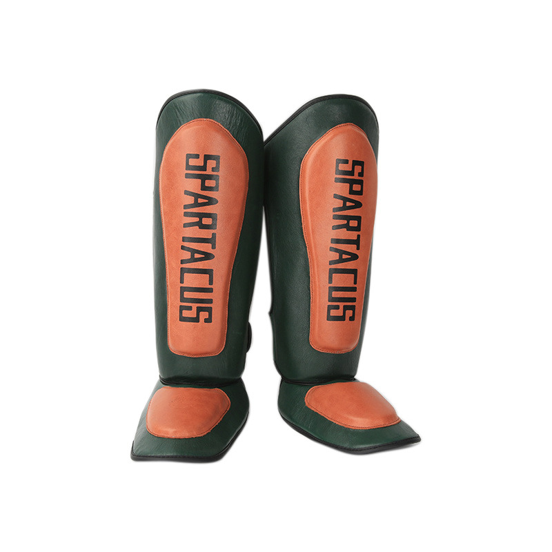 Camry Spada protector de pierna de boxeo protector de la pantorrilla hecho a mano de piel de vaca impresión y teñido retro empeño protector de pierna