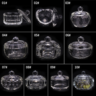 Cross-border special manicure glass crystal cup with lid special manicure octagonal cup for crystal liquid