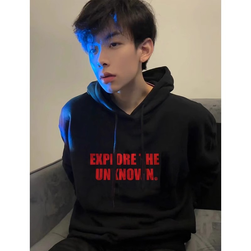 Men's Heavyweight Hooded Sweatshirt Grey Cotton Autumn Style_voghion.com
