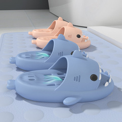 鯊魚按摩浴室漏水拖鞋女夏季洗澡防滑鏤空透氣居家用室內涼拖鞋男