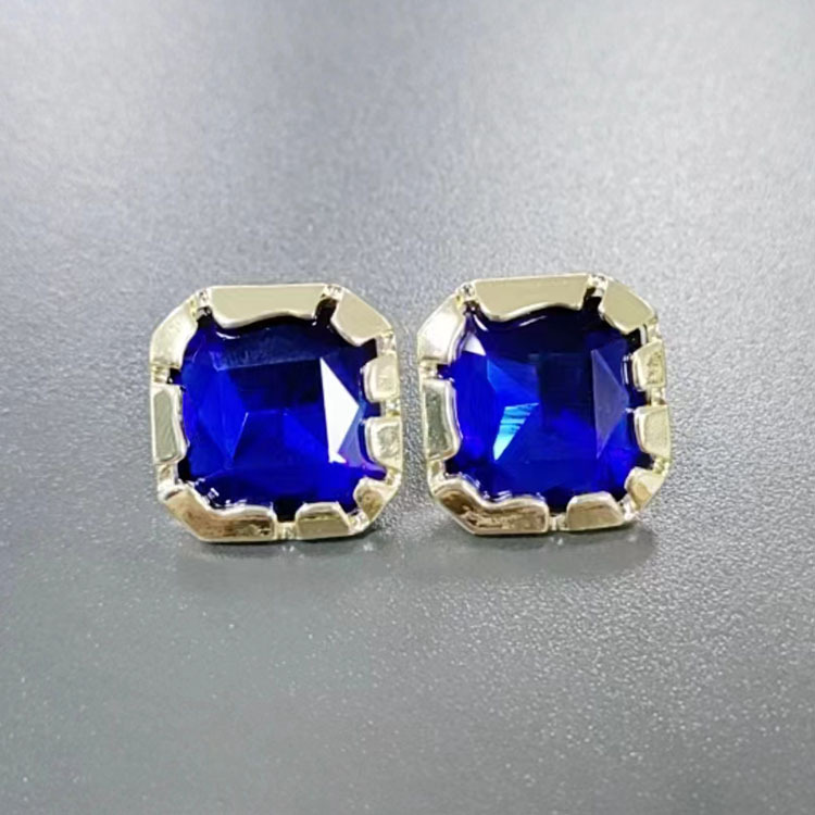 Fashionable elegant geometric square glass retro blue earrings